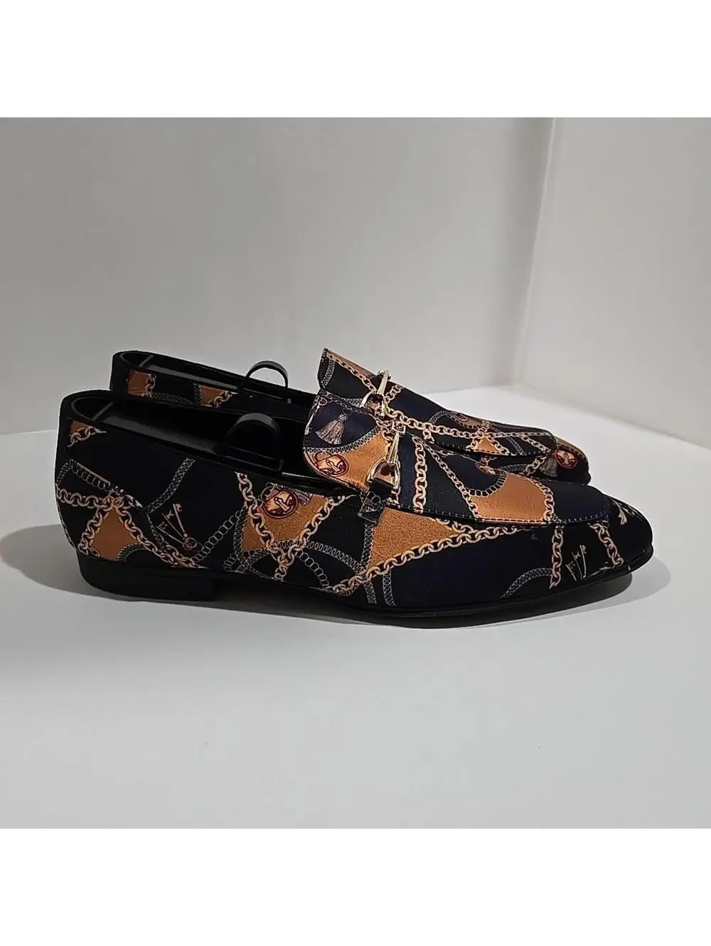 ASOS DESIGN Loafers Men's Size 10 Blue Gold Chain Pattern Shoes